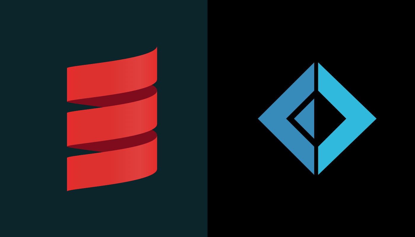 Scala logo on the left, F# logo on the right.
