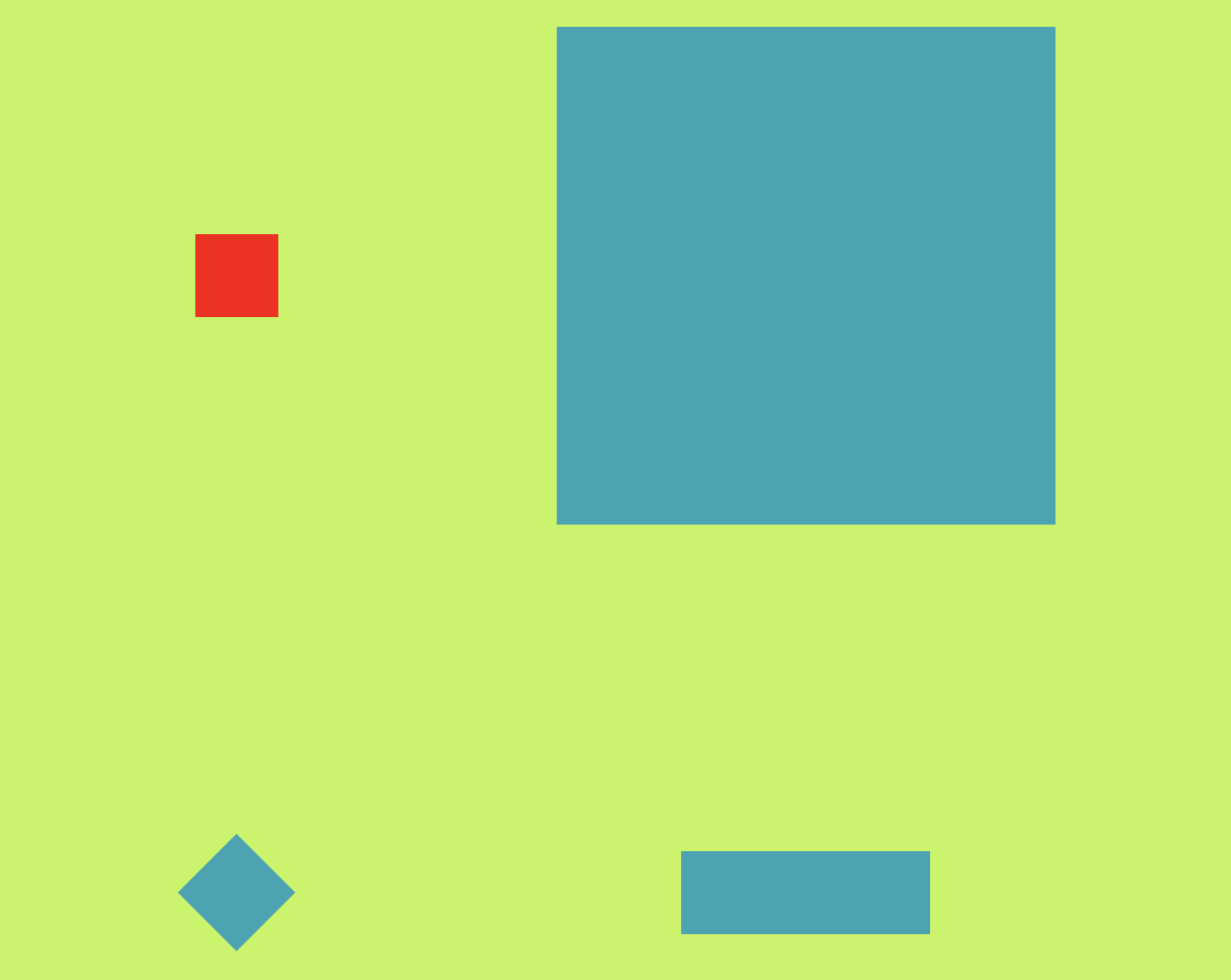 A picture of 4 shapes (3 squares, 1 regular quadrilateral)